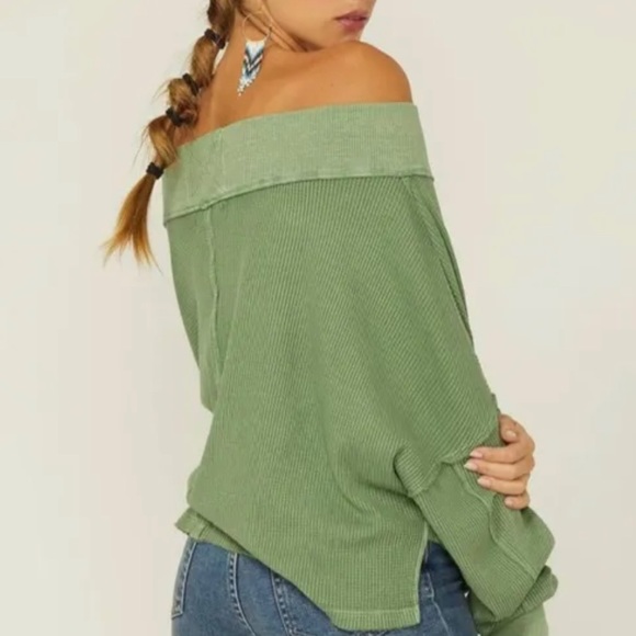 Free People WE THE FREE Women's Close To You Waffle Knit Top NWOT - Picture 2 of 7